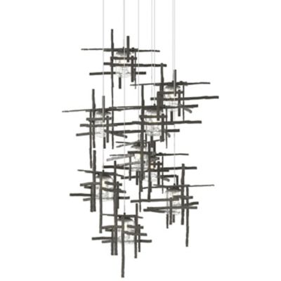 Hubbardton Forge Tura Round Multi-Light Pendant Light - Color: Grey - Size: