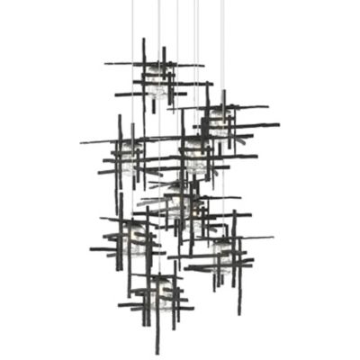 Hubbardton Forge Tura Round Multi-Light Pendant Light - Color: Black - Size