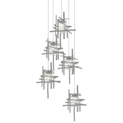 Hubbardton Forge Tura Round Multi-Light Pendant Light - Color: Silver - Siz