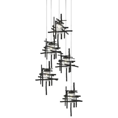 Hubbardton Forge Tura Round Multi-Light Pendant Light - Color: Black - Size