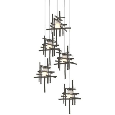 Hubbardton Forge Tura Round Multi-Light Pendant Light - Color: Grey - Size: