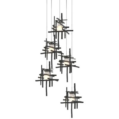 Hubbardton Forge Tura Round Multi-Light Pendant Light - Color: Black - Size