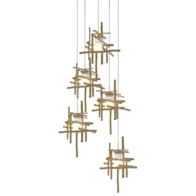 Hubbardton Forge Tura Round Multi-Light Pendant Light - Color: Brass - Size