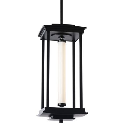 Hubbardton Forge Athena Tall LED Lantern Pendant Light - Color: Black - Siz