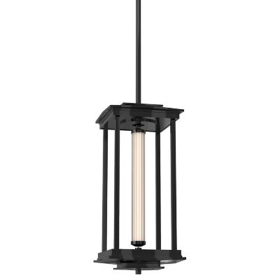 Hubbardton Forge Athena Tall LED Lantern Pendant Light - Color: Black - Siz