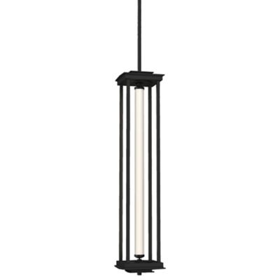 Hubbardton Forge Athena Tall LED Lantern Pendant Light - Color: Black - Siz