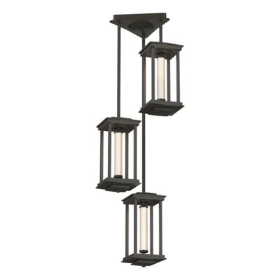 Hubbardton Forge Athena Triple LED Lantern Pendant Light - Color: Grey - Si