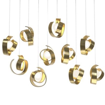 Hubbardton Forge Riza 10-Light Multi-Light Linear Chandelier - Color: Brass