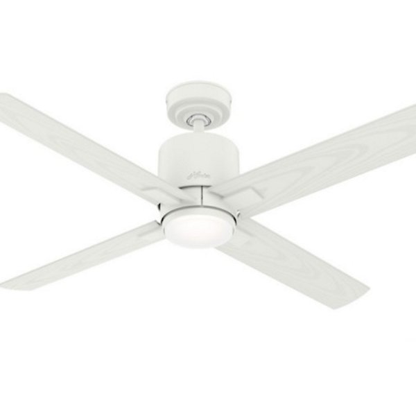 Visalia 52-in Matte White LED Indoor/Outdoor Ceiling Fan with Light Remote (4-Blade) | - Hunter 53430