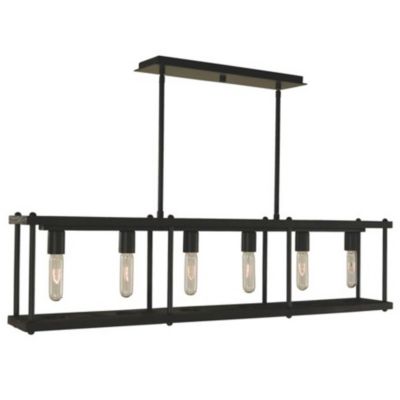 Industria Rectangular Linear Chandelier - Color: Black - Size: 6 light - Framburg Lighting F-5536 MBLACK