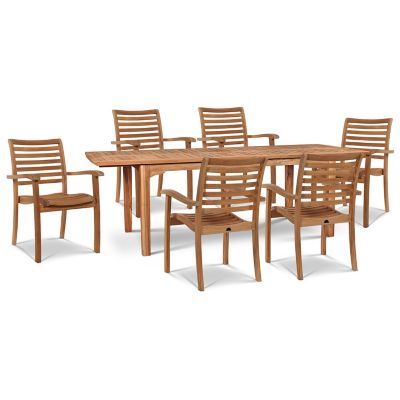 HiTeak Furniture Manorhouse 7-Piece Teak Outdoor Dining Set with Extendable