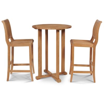 HiTeak Furniture Palm 3-Piece Bar Height Outdoor Dining Set - Color: Brown 