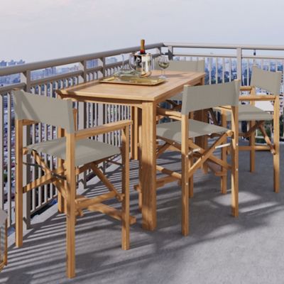 HiTeak Furniture Director 5-Piece Counter Height Teak Outdoor Dining Set - 