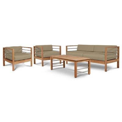 HIT2223547 HiTeak Furniture SoHo 4-Piece Outdoor Deep Seating sku HIT2223547