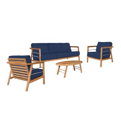 HiTeak Furniture Aalto 4-Piece Teak Deep Seating Outdoor Sofa Set - Color: 