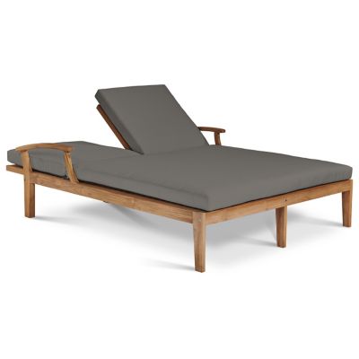 HiTeak Furniture Delano Outdoor Teak Double Reclining Sunlounger with Cushi