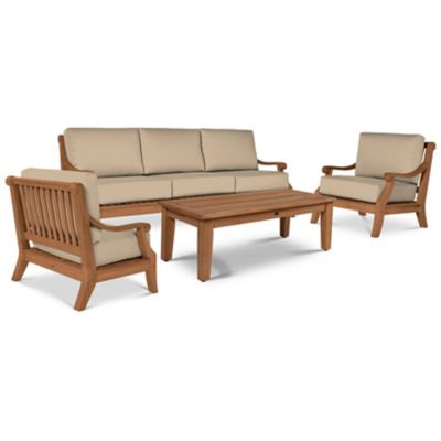 HiTeak Furniture Sonoma 4-Piece Deep Seating Outdoor Sofa Set - Color: Brow