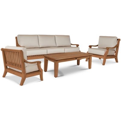 HiTeak Furniture Sonoma 4-Piece Deep Seating Outdoor Sofa Set - Color: Beig