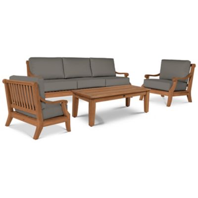 HiTeak Furniture Sonoma 4-Piece Deep Seating Outdoor Sofa Set - Color: Blac