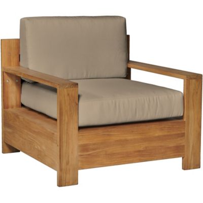 HiTeak Furniture Qube Teak Outdoor Club Chair - Color: Cream - HLAC2595C-CF