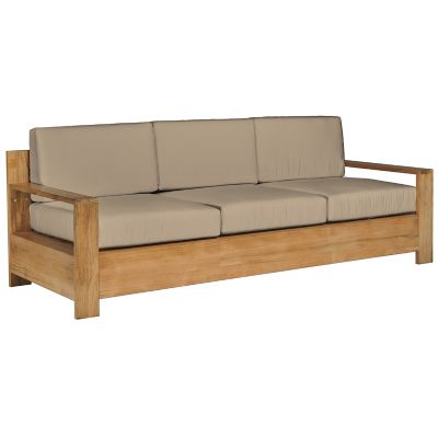 HiTeak Furniture Qube Teak Outdoor Sofa - Color: Cream - HLB2594C-CF