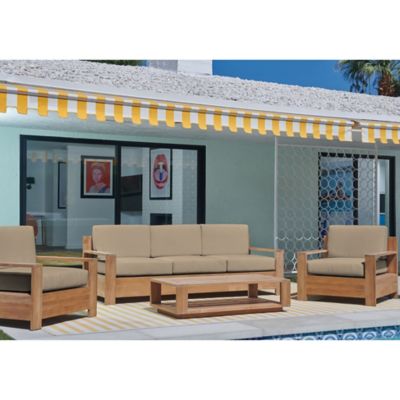 HiTeak Furniture Qube 4-Piece Teak Deep Seating Outdoor Sofa Set - Color: B