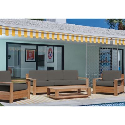 HiTeak Furniture Qube 4-Piece Teak Deep Seating Outdoor Sofa Set - Color: G