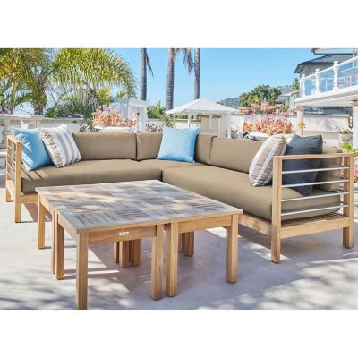 HiTeak Furniture SoHo Teak Outdoor Sectional Sofa Set - Color: Brown - HLS-