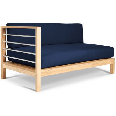 HiTeak Furniture SoHo Teak Outdoor Sectional Sofa - Color: Blue - HLB2380C-