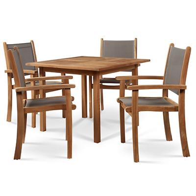 Pearl 5-Piece Teak Square Table Outdoor Dining Set
