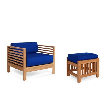 HiTeak Furniture Summer Teak Outdoor Lounge Chair and Ottoman Set - Color: 