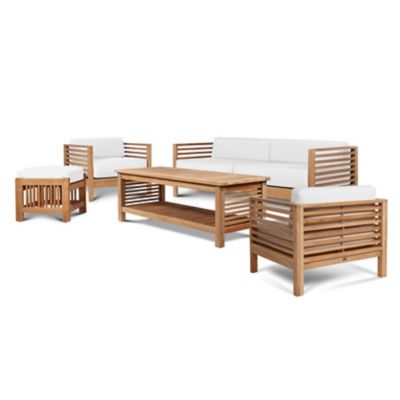 HiTeak Furniture Summer 5-Piece Teak Patio Conversation Deep Seating set - 