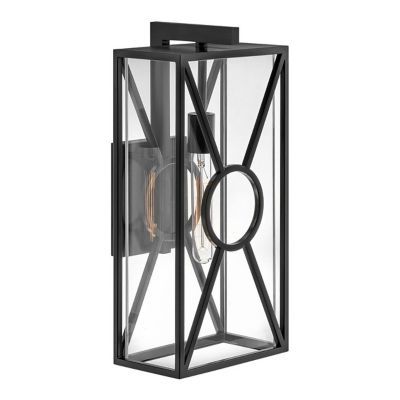 Hinkley Brixton Outdoor Wall Sconce - Color: Black - Size: Medium - 18374BK