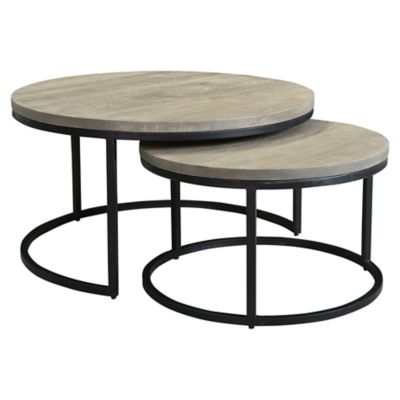 Huxe Chico Round Nesting Coffee Tables Set Of 2 - Color: Grey