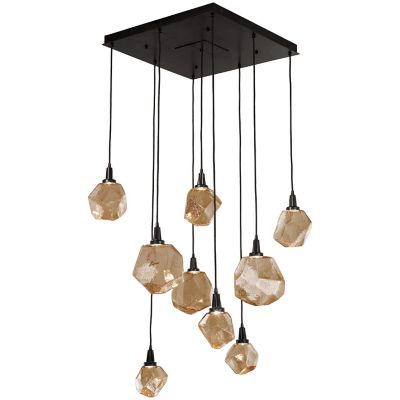 Hammerton Studio Gem Square LED Multi-Light Pendant Light - Color: Bronze -