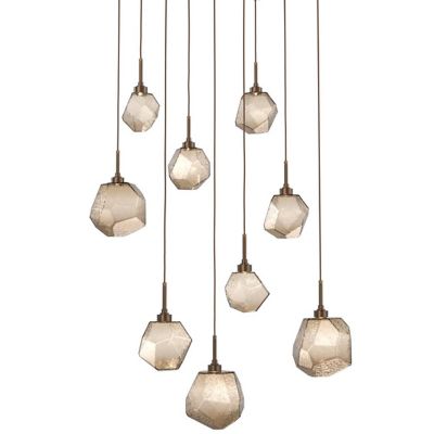 Hammerton Studio Gem Square LED Multi-Light Pendant Light - Color: Bronze -