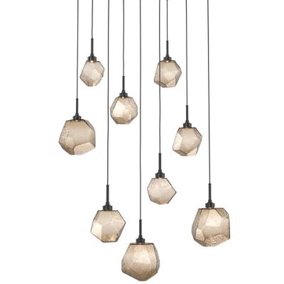 Hammerton Studio Gem Square LED Multi-Light Pendant Light - Color: Bronze -