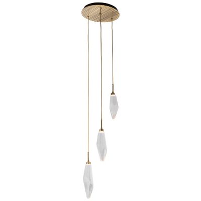 Hammerton Studio Rock Crystal Round Multi Light LED Pendant - Color: Clear - Size: 3 light - CHB0050-03-NB-CC-C01-L1
