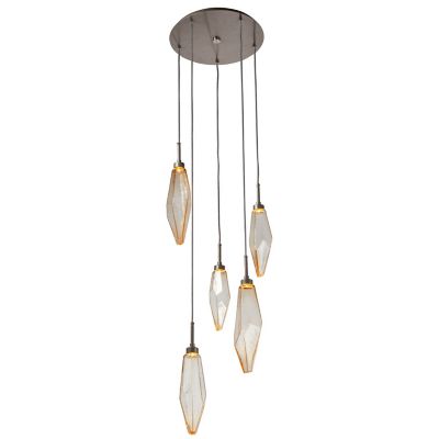 Hammerton Studio Rock Crystal Round Multi Light LED Pendant - Color: Amber 