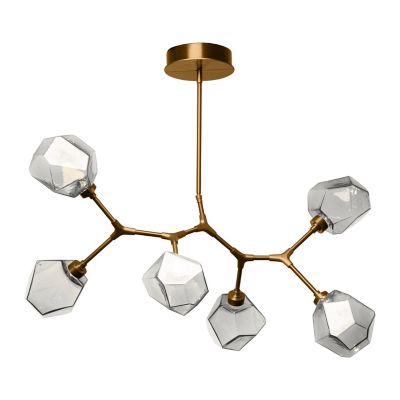 Hammerton Studio Gem Modern Branch LED Chandelier - Color: Brass - Size: 6 