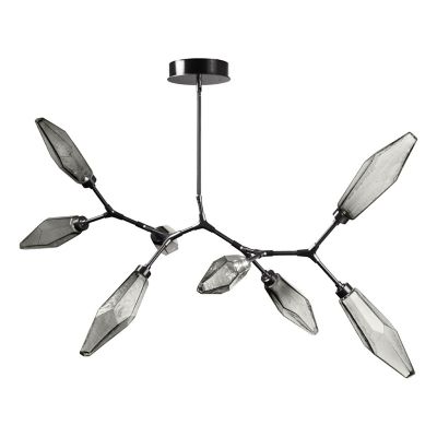 Hammerton Studio Rock Crystal Modern Branch LED Chandelier - Color: Black -