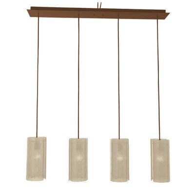 Hammerton Studio Textured Glass Multi-Port Linear Chandelier - Color: Bronz