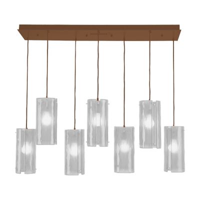 Hammerton Studio Textured Glass Multi-Port Linear Chandelier - Color: Bronz