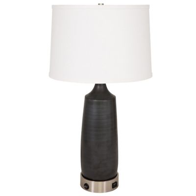 House of Troy Scatchard Table Lamp Lamp With USB Port Base - Color: White -
