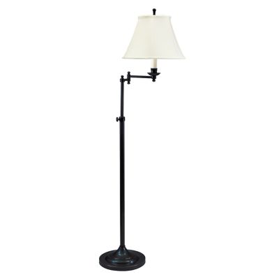 House of Troy Club Adjustable Swing Arm Floor Lamp - Color: Black - CL200-B