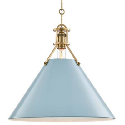 Hudson Valley Lighting Painted Cone Pendant Light - Color: Brass - Size: La