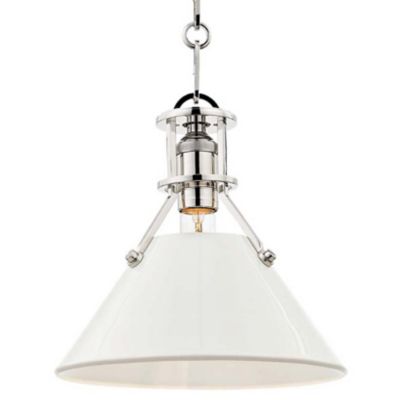 Hudson Valley Lighting Painted Cone Pendant Light - Color: Silver - Size: S