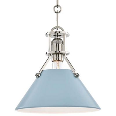 Hudson Valley Lighting Painted Cone Pendant Light - Color: Silver - Size: S