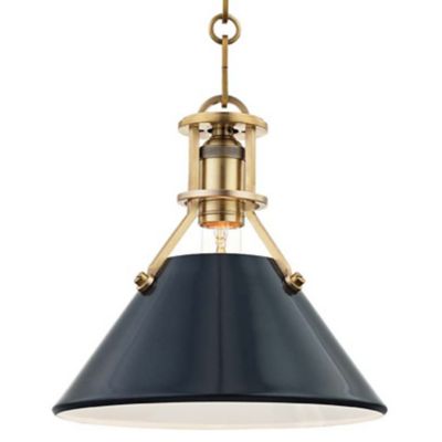 Hudson Valley Lighting Painted Cone Pendant Light - Color: Brass - Size: Sm