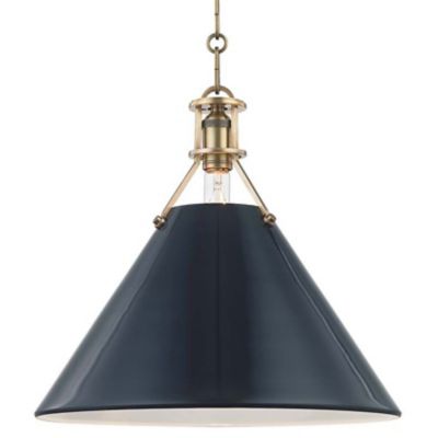 Hudson Valley Lighting Painted Cone Pendant Light - Color: Brass - Size: La